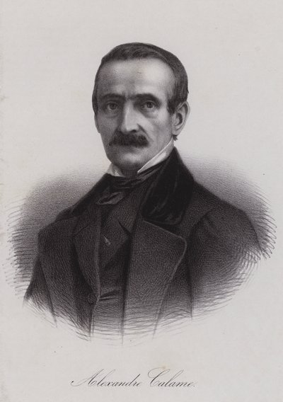 Alexandre Calame, schweizisk landskapsmålare (gravyr) av Swiss School