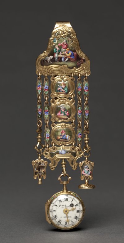 Chatelaine Watch, mitten av 1800-talet (metall och emalj) av Swiss School
