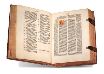 De civitate Dei, med kommentarer av Thomas Waleys (d. före 1349) och Nicolaus Trivet (1258?-1328), av Augustinus av Hippo, tryckt 1489 (vellum) av Swiss School