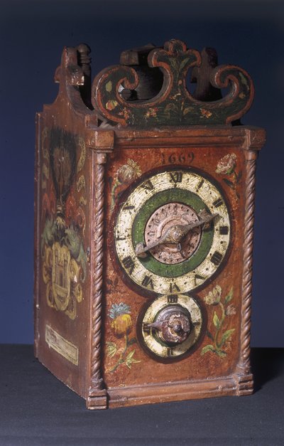 Väckarklocka, 1669 (trä) (se även 8029) av Swiss School