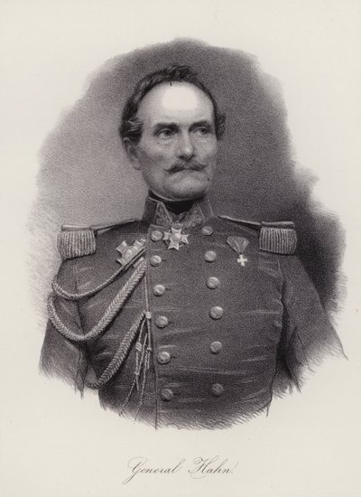Emanuel Hahn, schweizisk general (gravyr) av Swiss School