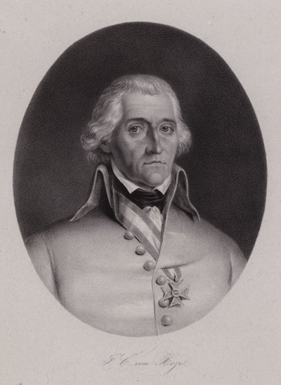 Friedrich Freiherr von Hotze, schweizisk född general i den österrikiska armén under de franska revolutionskrigen (gravyr) av Swiss School