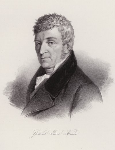 Gottlieb Jakob Kuhn, schweizisk folklorist och poet (gravyr) av Swiss School