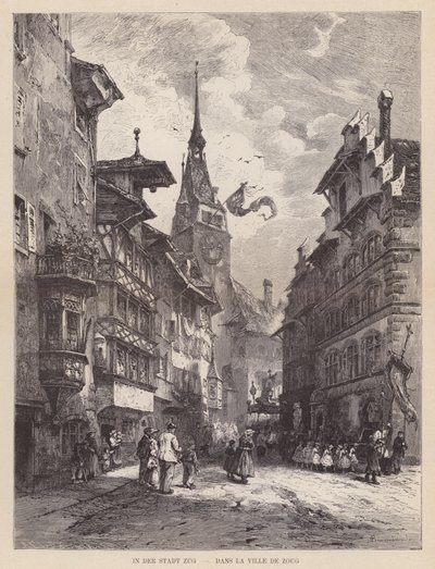 I staden Zug, Dans la Ville de Zoug (gravyr) av Swiss School