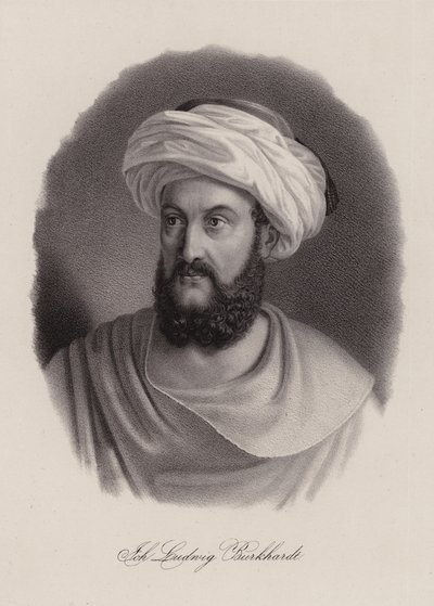 Johann Ludwig Burckhardt, schweizisk resenär och geograf (gravyr) av Swiss School
