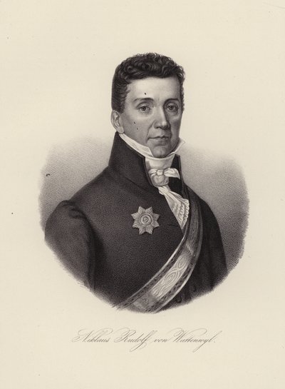 Niklaus Rudolf von Wattenwyl, schweizisk general och den siste borgmästaren i restaurationen i staden Bern (gravyr) av Swiss School