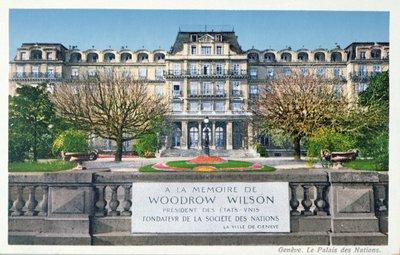 Vykort från Palais des Nations i Genève, vykort c.1924 av Swiss School