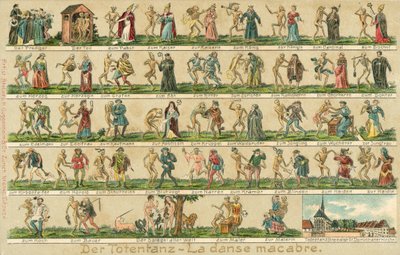 Dödsdansen (färg litho) av Swiss School