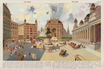 Staden (chromolitho) av Swiss School