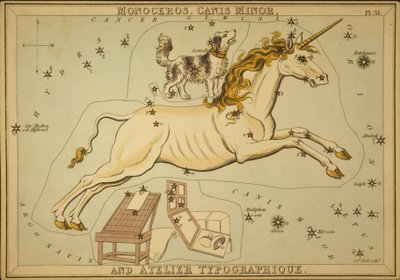 Monoceros, Canis Minor och Atelier Typographique, Illustration från 