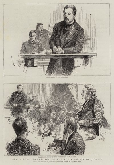 Parnellkommissionen vid Royal Courts of Justice (gravyr) av Sydney Prior (after) Hall