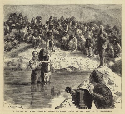 Ett dop av nordamerikanska indianer, mormoner som poserar som kristendomens apostlar av Sydney Prior Hall