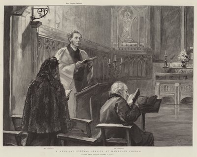 En veckodagskvällsgudstjänst i Hawarden Church av Sydney Prior Hall