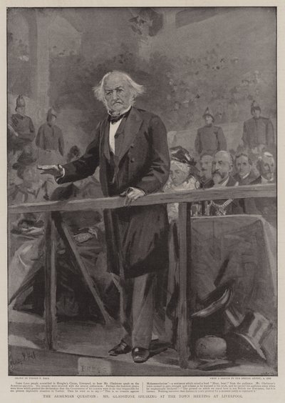 Ar Aremenian Question, Mr Gladstone talar vid stadsmötet i Liverpool av Sydney Prior Hall