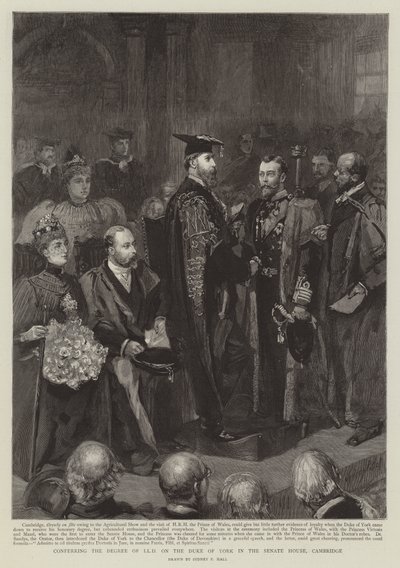 Degree of LLD till hertigen av York i Senate House, Cambridge av Sydney Prior Hall