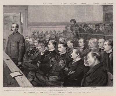 Dr Jameson på Bow Street, alla herrar närvarande, Sir John av Sydney Prior Hall