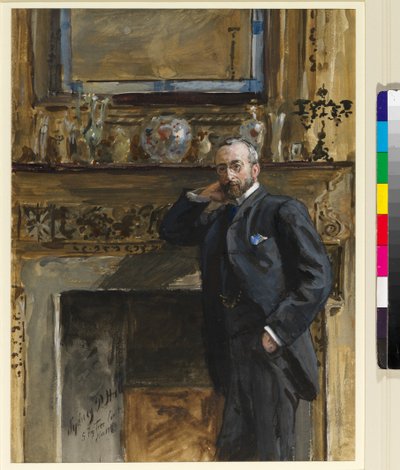 Herr i en interiör på 5 Fig Tree Court, 1890 av Sydney Prior Hall