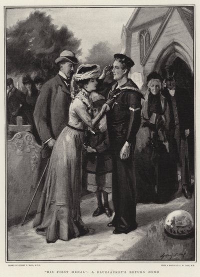 Hans första medalj, en Bluejackets hemkomst av Sydney Prior Hall