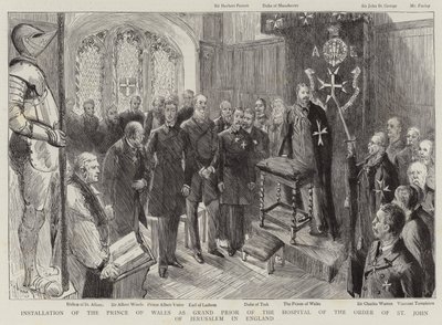 Installation av prinsen av Wales som Grand Prior för sjukhuset av St John Order of Jerusalem i England av Sydney Prior Hall
