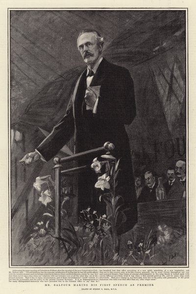 Balfour håller sitt första tal som premiärminister av Sydney Prior Hall