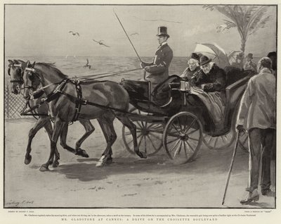 Mr Gladstone i Cannes, en biltur på Croisette Boulevard av Sydney Prior Hall