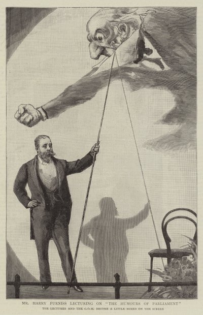 Mr Harry Furniss föreläser om The Humors of Parliament av Sydney Prior Hall