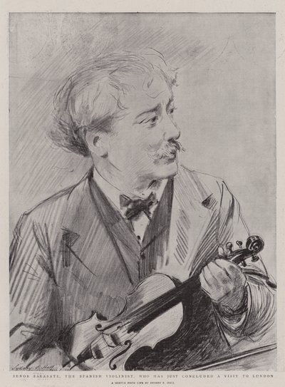 Senor Sarasate, den spanske violinisten, som just har avslutat ett besök i London. av Sydney Prior Hall