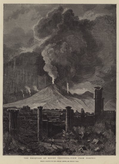 Vesuvius utbrott, vy från Pompeji av Sydney Prior Hall
