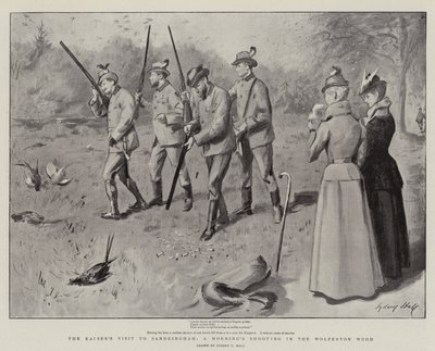 Kejsarens besök i Sandringham, en morgonskjutning i Wolferton Wood av Sydney Prior Hall