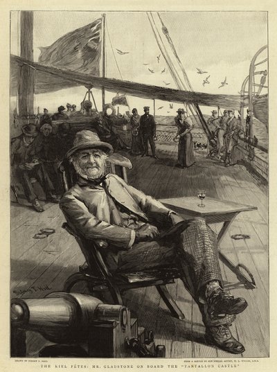 The Kiel Fetes, Mr Gladstone ombord på Tantallon Castle av Sydney Prior Hall