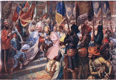 Prinsen av Wales i Indien, illustration från Cassells History of England, 1900-talet av Sydney Prior Hall