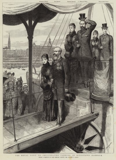 Det kungliga besöket i Irland, landningen i Kingstown Harbor av Sydney Prior Hall