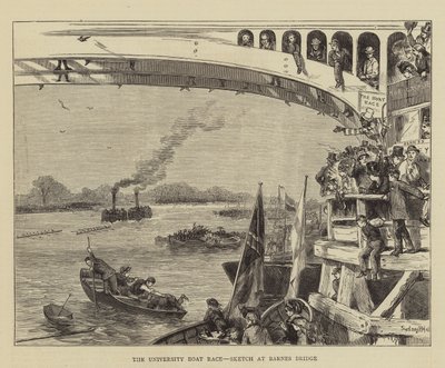 University Boat Race, skiss på Barnes Bridge av Sydney Prior Hall