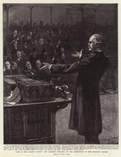 Det här är Gagged Nation, herr Balfour talar om ändringen av stående order av Sydney Prior Hall