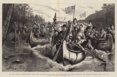 Till den stora nordväst med markisen av Lorne, XII, närmar sig den sista porten på Clear Water Lake, 28 juli av Sydney Prior Hall