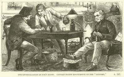 Illustration för Tom Brown i Oxford av Thomas Hughes av Sydney Prior after Hall