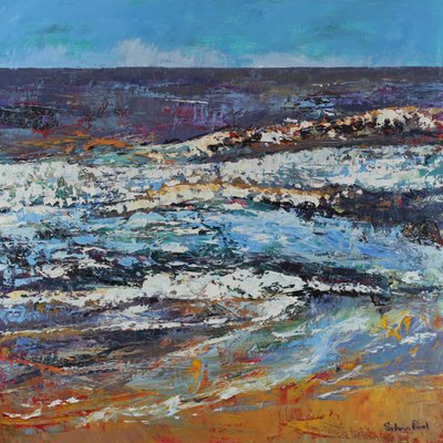 Frothy Shore, 2021 (olja på duk) av Sylvia Paul