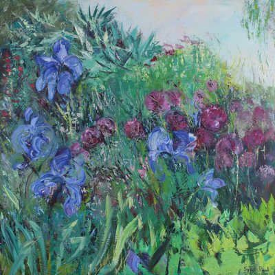 Iris med Allium av Sylvia Paul