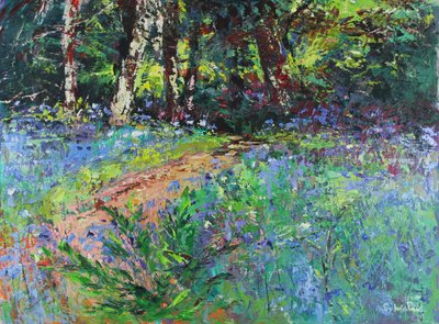 Woodland Wander, 2021 (olja på duk) av Sylvia Paul