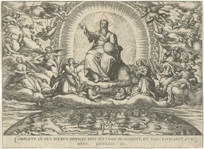 God rust op de zevende dag Figurer och bilder av böcker (serietitel) av Symon Novelanus (attributed to)