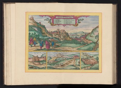 Se över Alhambra i staden Granada Granadas vackraste slott, vanligen kallat Alhambra, sett från öster (titel på objektet) av Symon Novelanus (possibly)