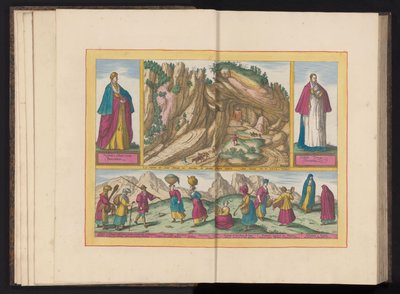 Landskap i Sierra de Sant Adrian i Biscaya och flera invånare från Biscaya La Sierra de Sant Adrian och Biscaia (...) (titel på objekt) av Symon Novelanus (possibly)