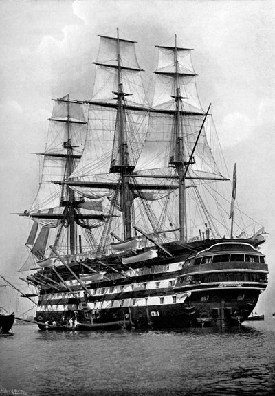 Träningsfartyget HMS St Vincent i Portsmouth, Hampshire, 1896 av Symonds and Co