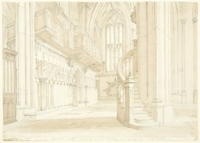 Vy över orgelskärmen i Bristol Cathedral av T.H. Clarke
