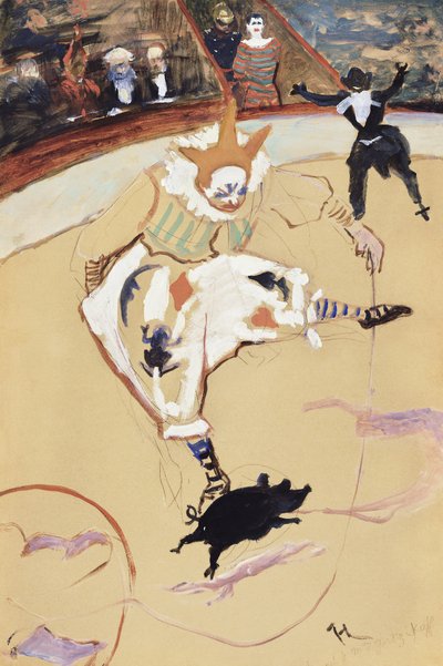 På cirkusen Fernando Medrano med en liten gris (ca 1889) av TOULOUSE LAUTREC