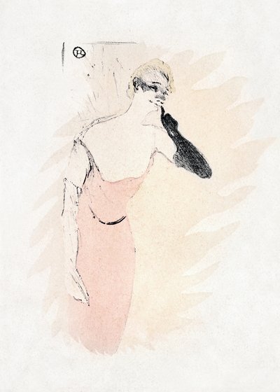 Yvette Guilbert som Columbine och Pierrot (1894) av TOULOUSE LAUTREC