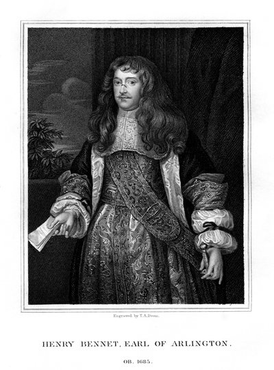 Henry Bennet, 1:e jarl av Arlington, engelsk statsman, 1828. av T. A. Dean