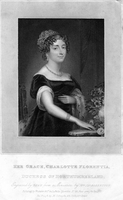 Hennes nåd Charlotte Florentia, hertiginna av Northumberland, 1829. av T. A. Dean