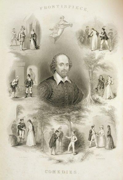 Frontispice till "Comedies", från "The Complete Works of Shakespeare", reviderad av J. O. Halliwell, graverad av G. Greatbach, 1800-talet. av T. D. Scott