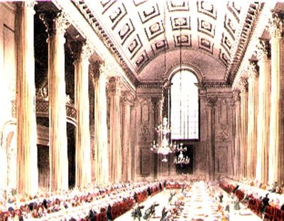 The Egyptian Hall, Mansion House, från Ackermanns "Microcosm of London" av T. and Pugin A.C. Rowlandson
